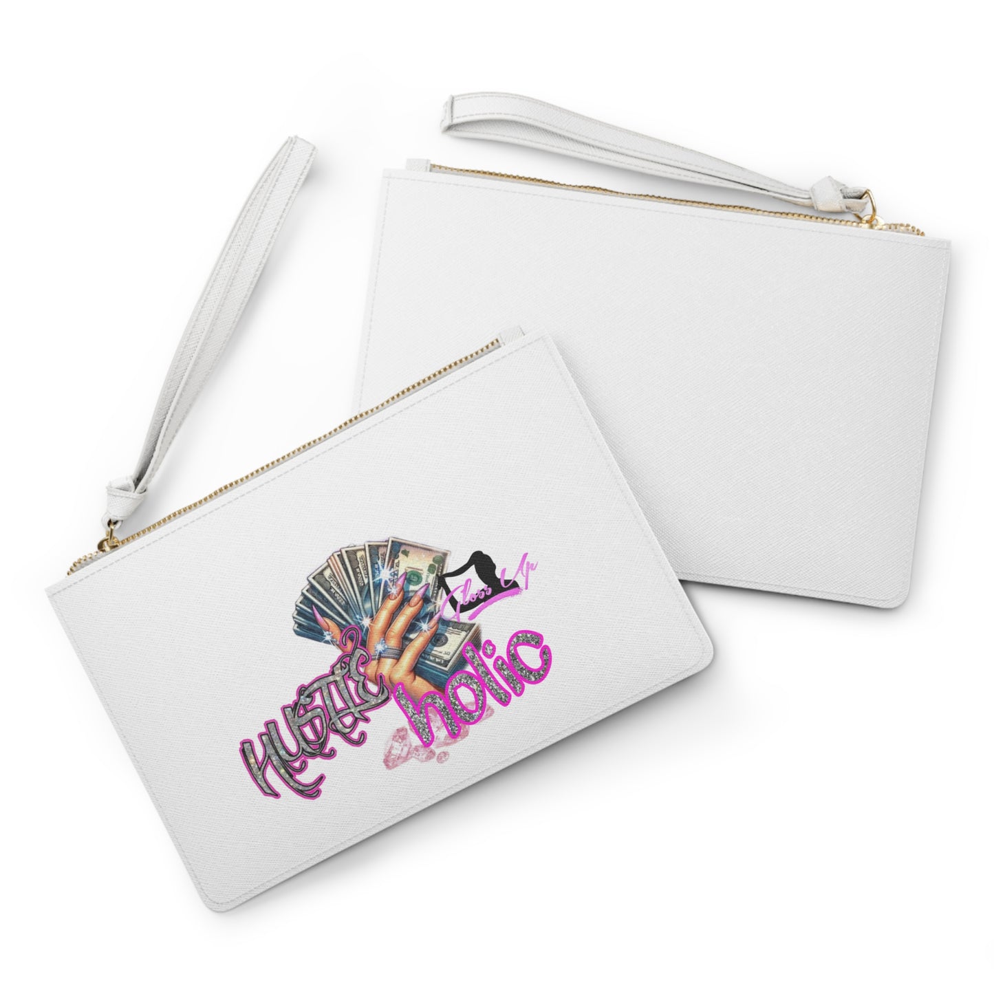 Hustleholic Money Fan Clutch — Feminine Sparkle Wristlet for Ambitious Women