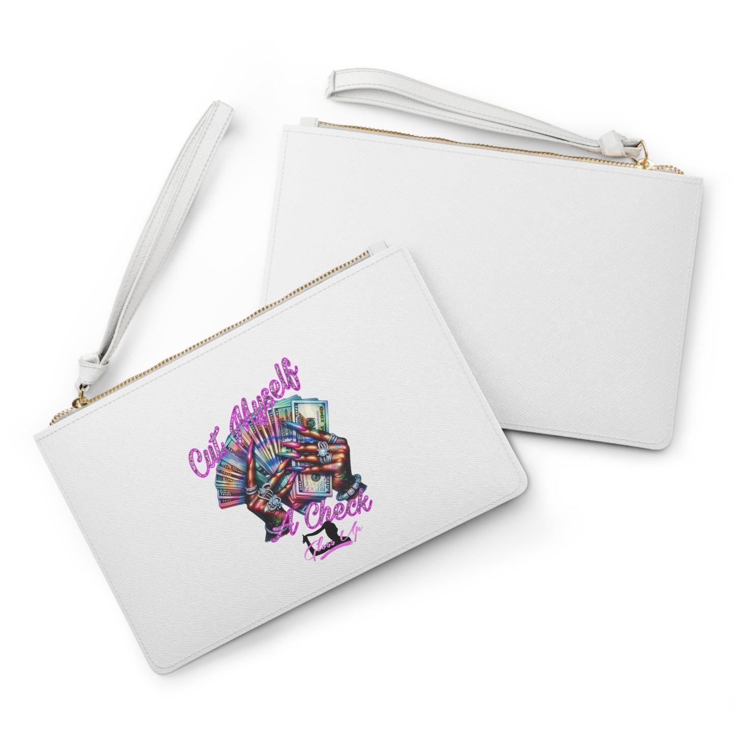 Cut Myself Check Graphic Wristlet Clutch