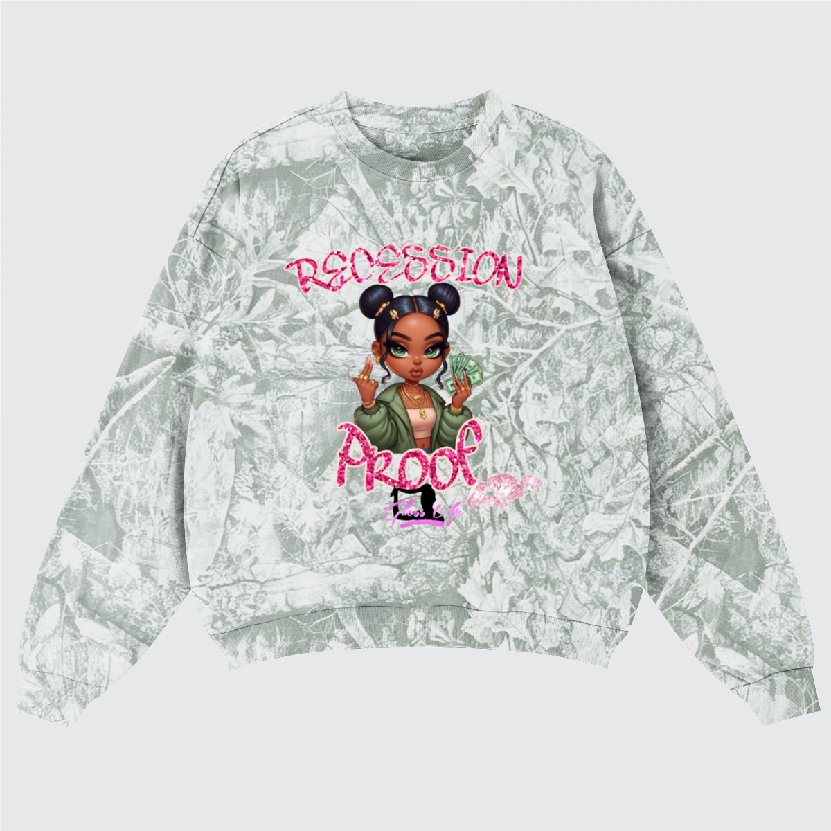 Recession Proof Camo Sweatshirt-Gray