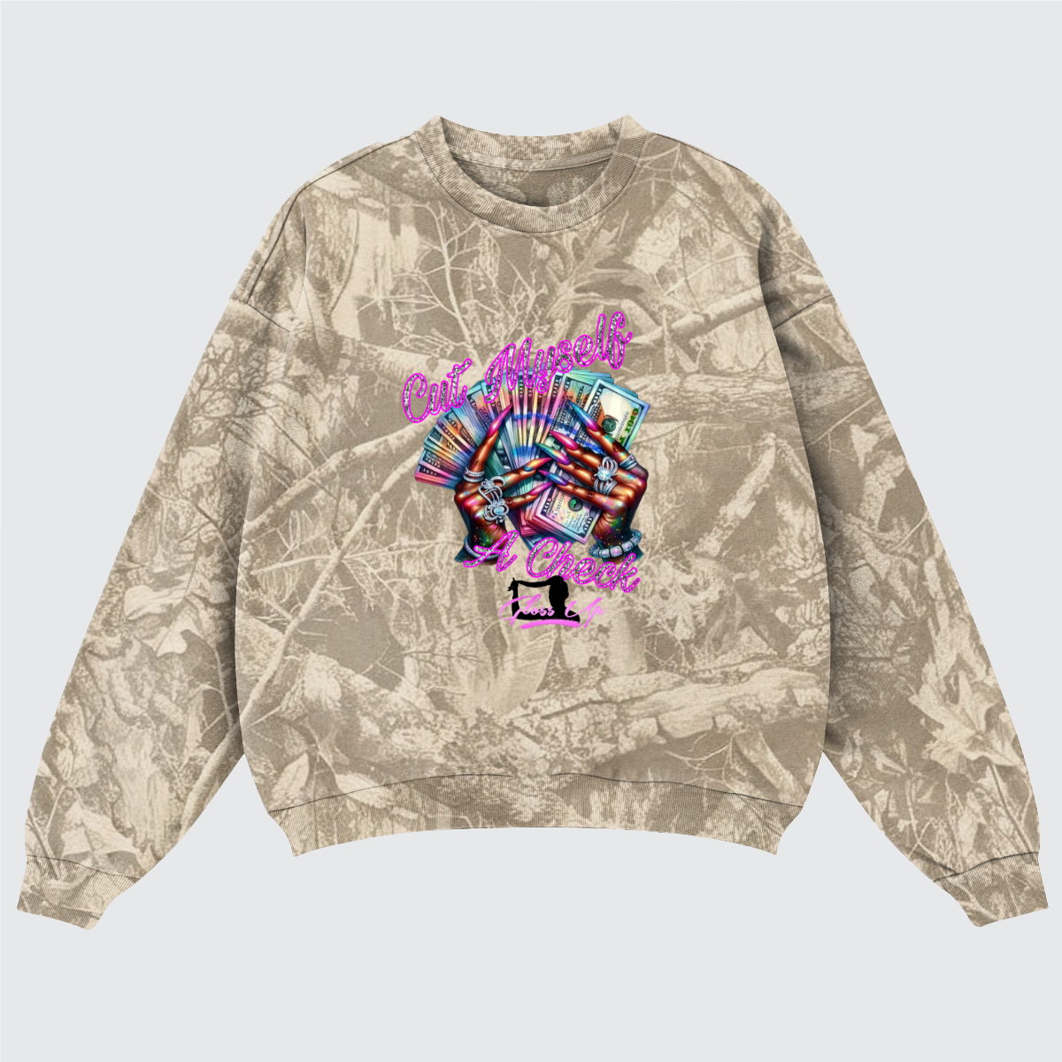 Cut Myself ACheck Camo Sweatshirt- Brown