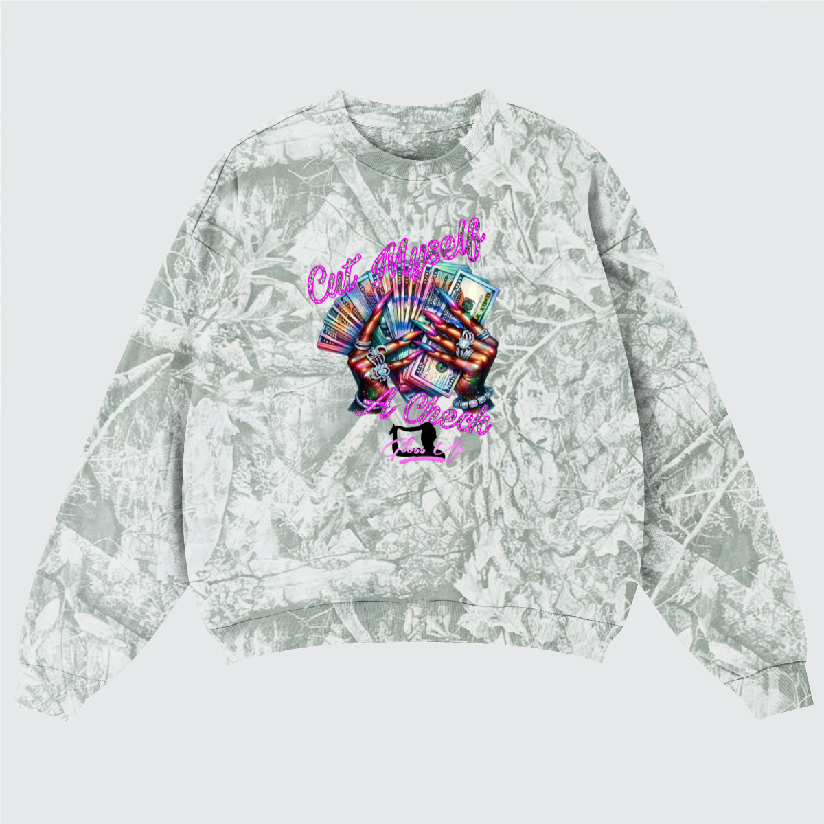 Cut Myself A Check Camo Sweatshirt- Gray
