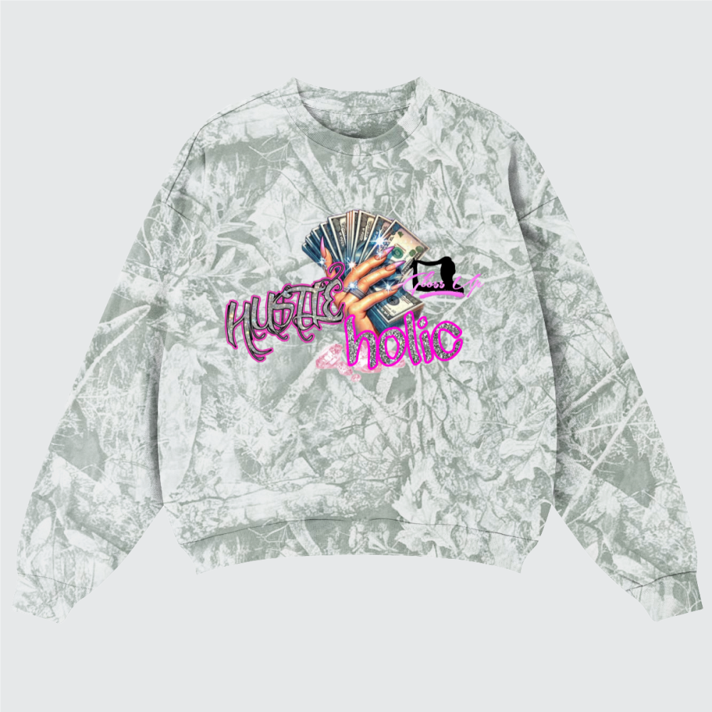HUSTLEholic Camo Swestshirt-Gray
