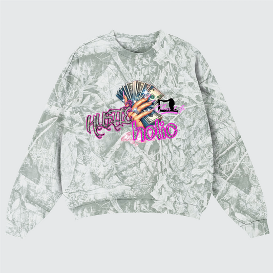 HUSTLEholic Camo Swestshirt-Gray