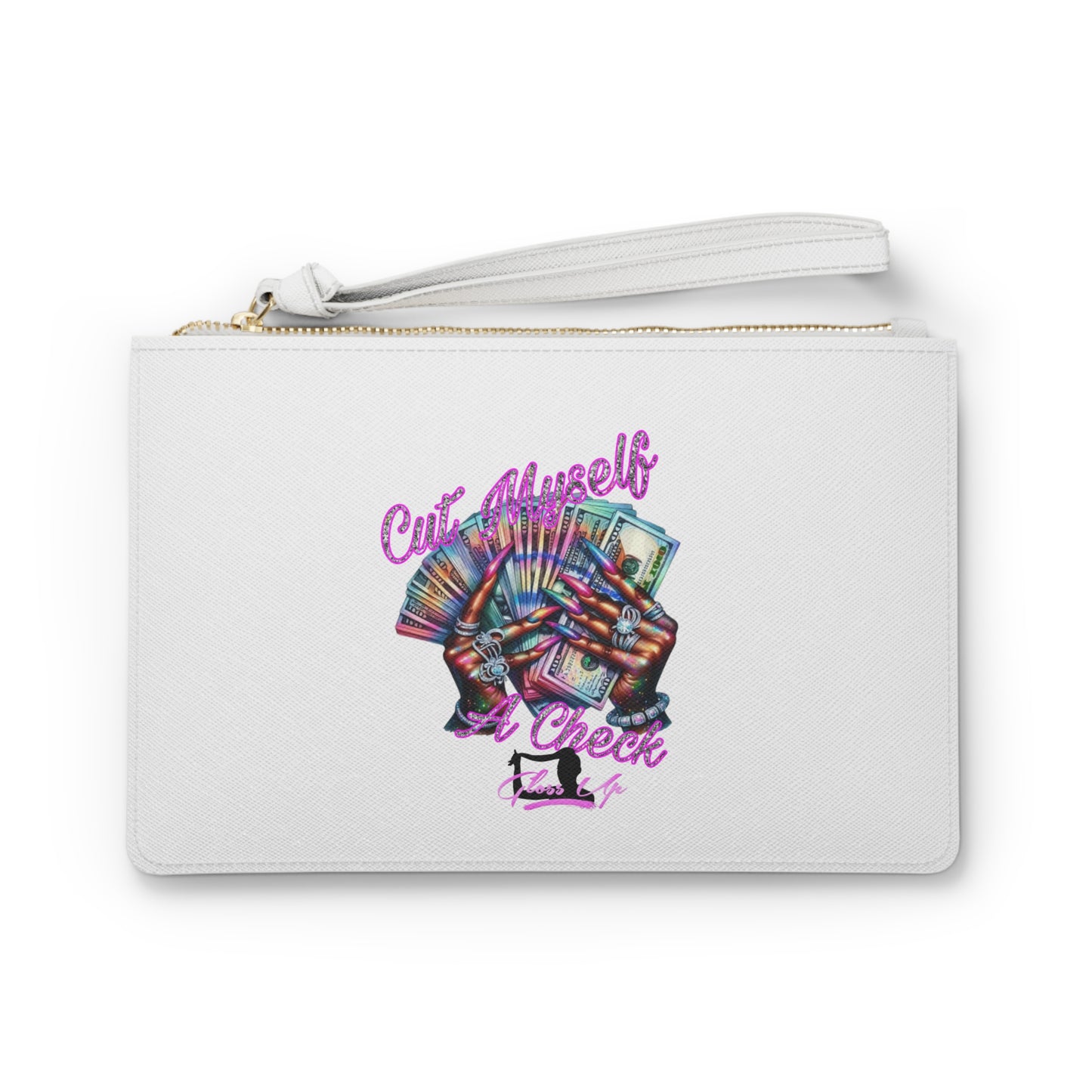 Cut Myself Check Graphic Wristlet Clutch