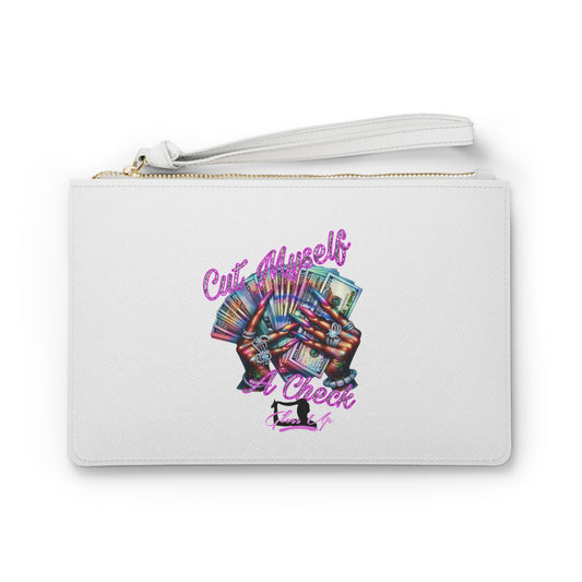 Cut Myself Check Graphic Wristlet Clutch